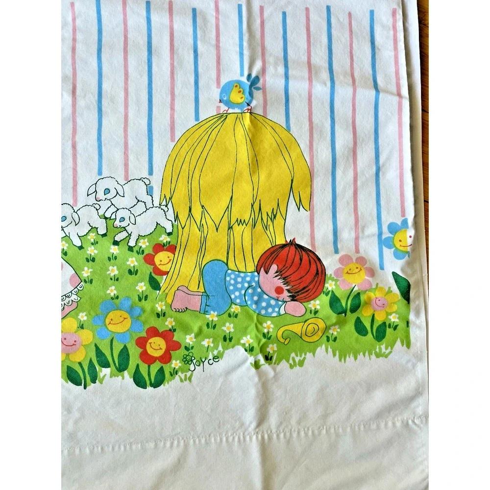 Vintage Smooth Perma Prest Twin Flat Sheet‎ Kids Mother Goose Nursery Rhymes